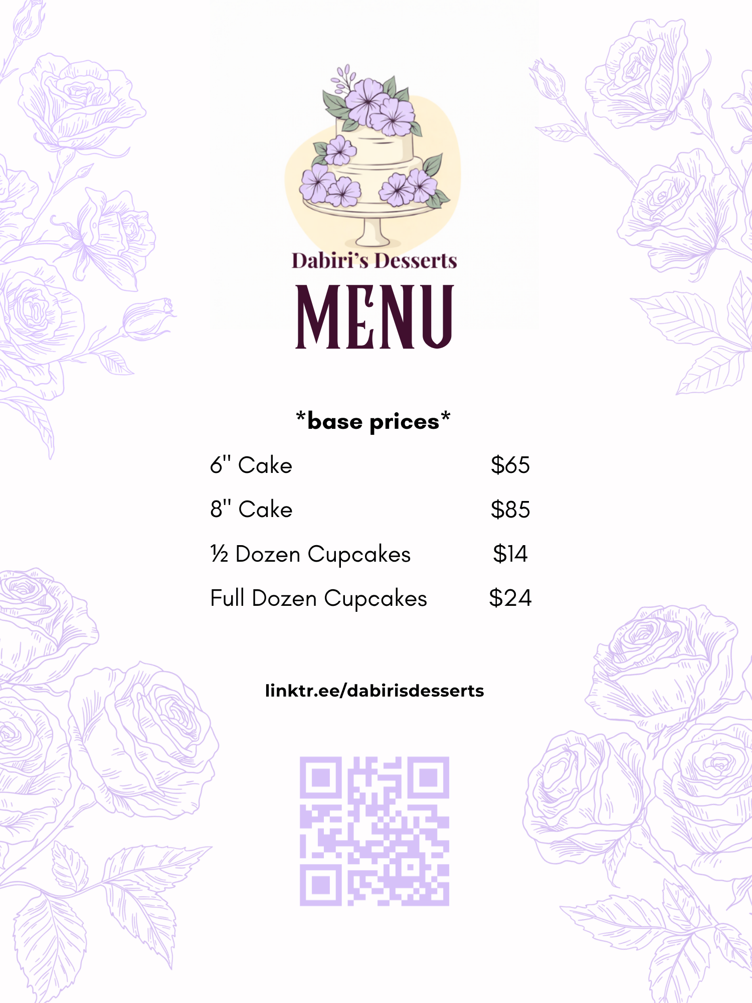 Dabiri's Desserts Menu